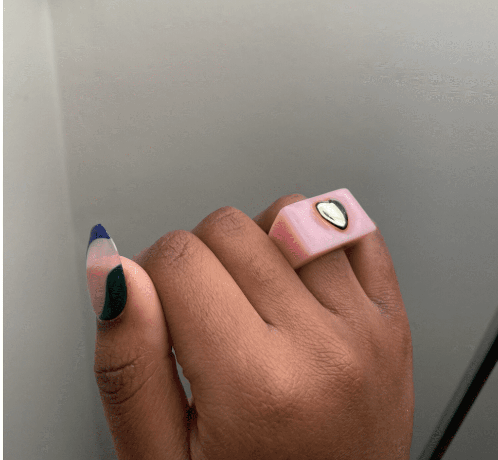A pink resin ring