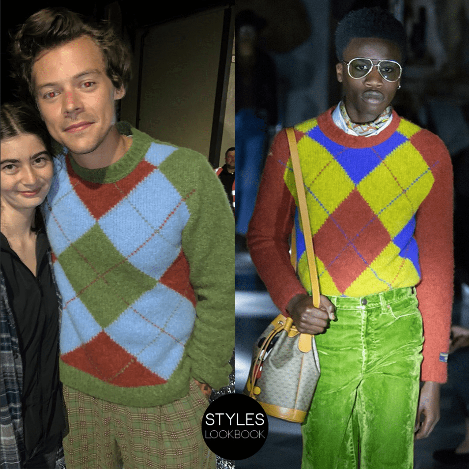 Harry Styles wearing an argyle sweater