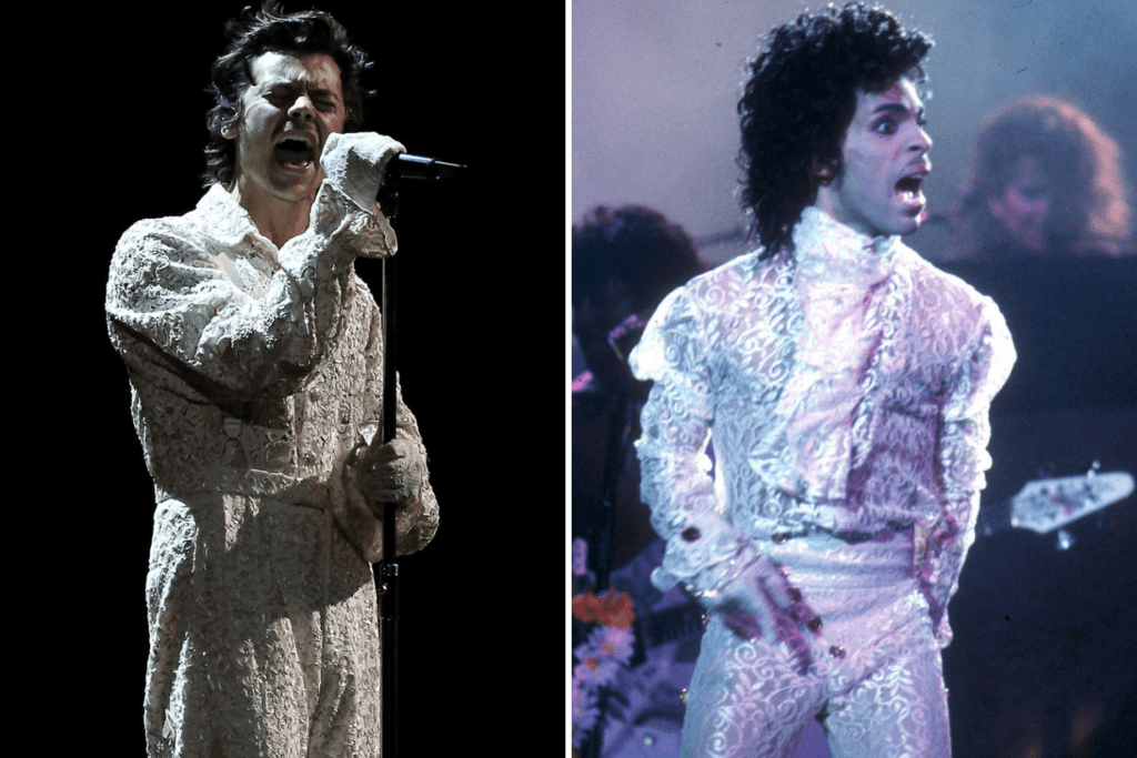 Harry Styles dressed like Prince on stage