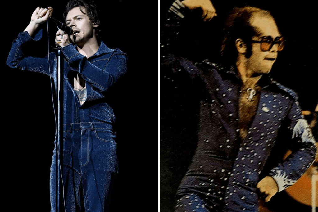Harry Styles dress like Elton John on stage