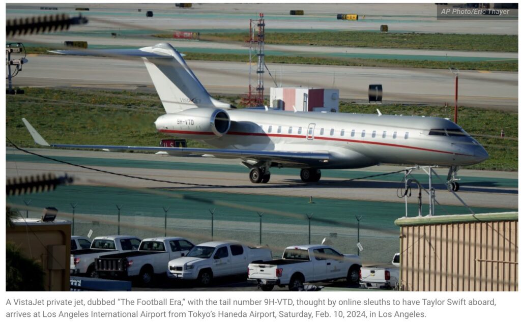 A private jet Taylor Swift was suspected to be riding on arriving at Los Angeles International Airport