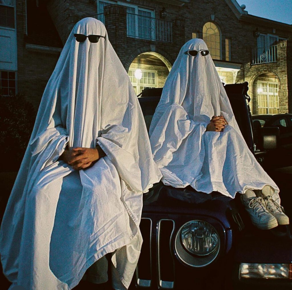 Lexy Silverstein as a ghost for Halloween
