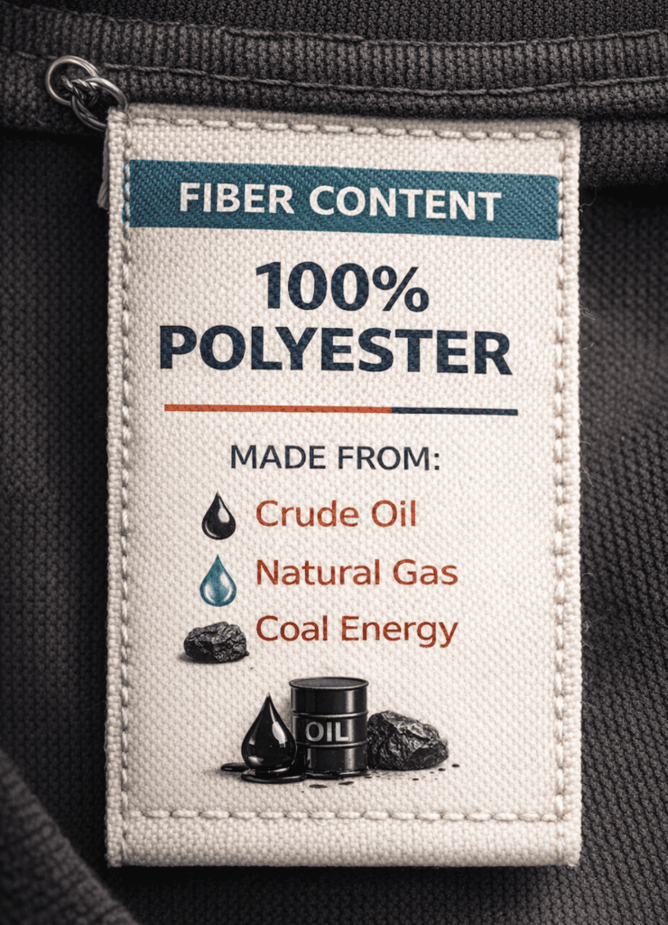 100% polyester is made from crude oil, natural gas, and coal energy