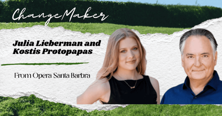 Julia Lieberman and Kostis Protopapas of Opera Santa Barbara featured in a sustainable fashion story by Lexy Silverstein.