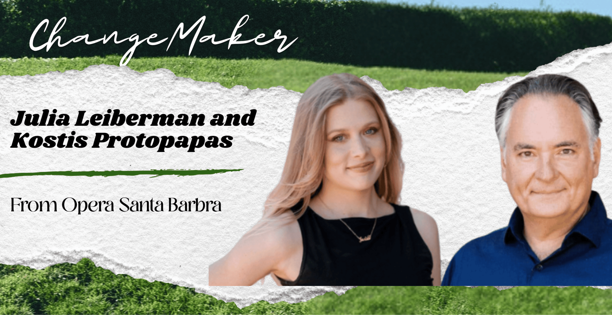 Julia Leiberman and Kostis Protopapas of Opera Santa Barbara featured in a sustainable fashion story by Lexy Silverstein.